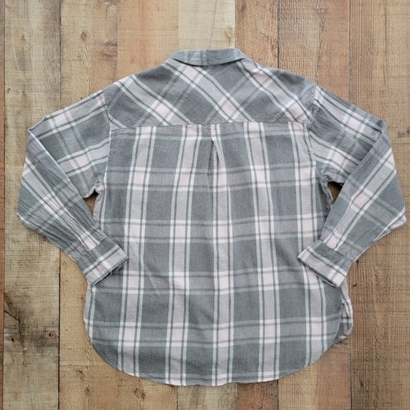 Time and Tru Gray and Pink Plaid Flannel Button Down Large - Picture 12 of 16
